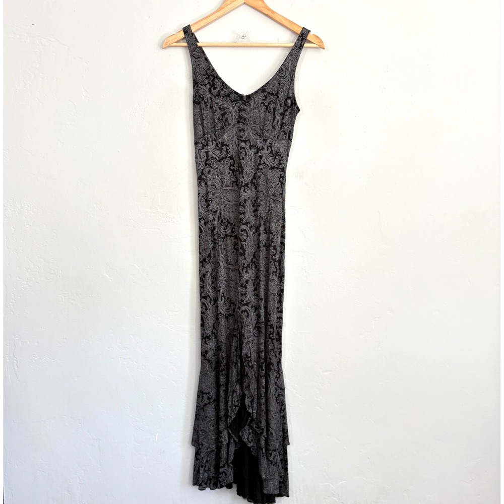 Jenny Helene Vintage Dress Women Size Small Black Paisley Whimsigoth Midi New